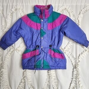 Vintage Rugged Bear Winter Jacket Blue Pink Size 5